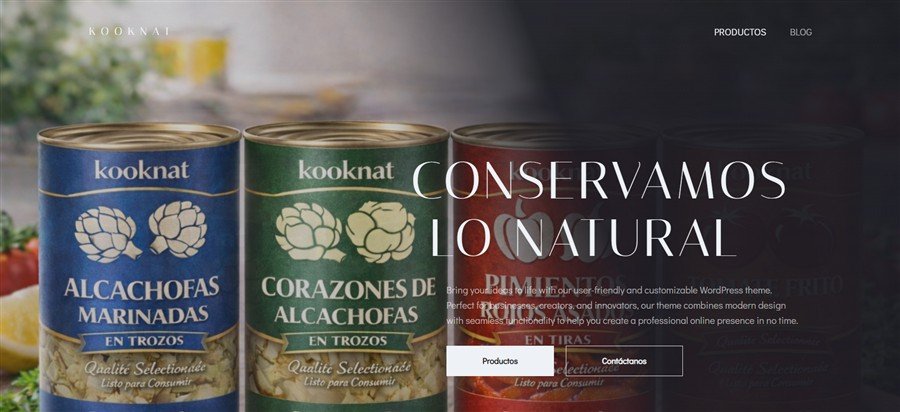 Captura de la web de Kooknat, fábrica de conservas vegetales